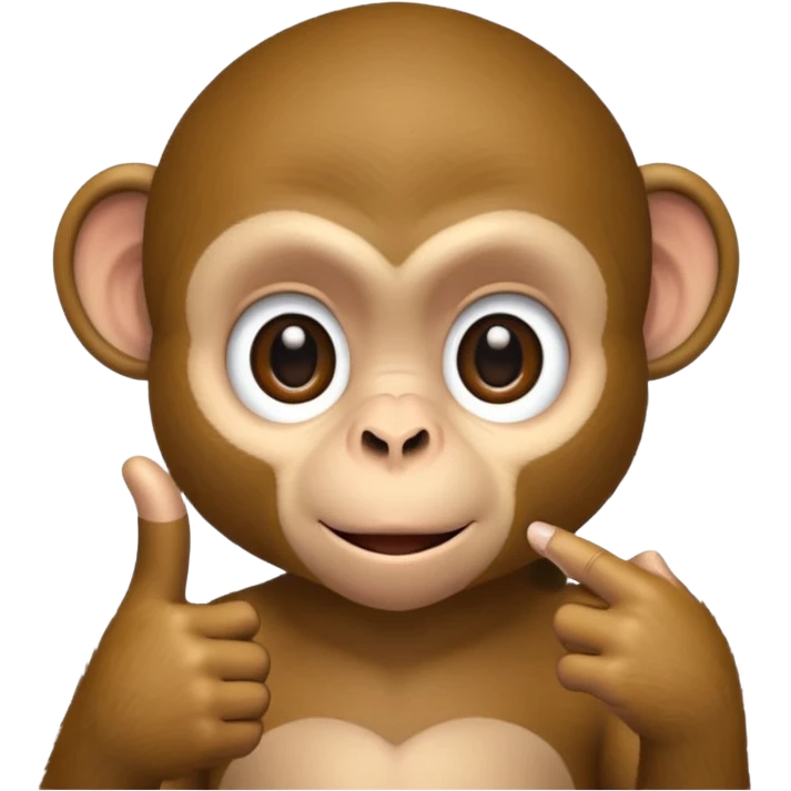 A monkey pointing is eyelid down with one finger emoji