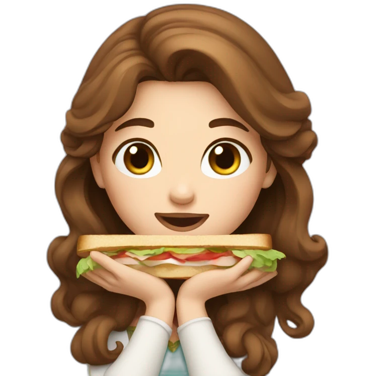 Brown Hair princess eating a sandwich emoji