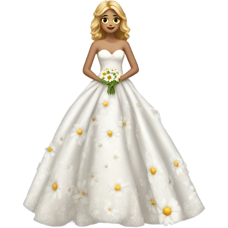 Wedding dress beautiful finish with daisy’s  emoji