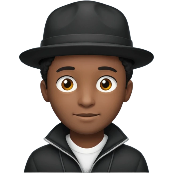 Gere um menino de cabelos preto e boné de lado com feição séria emoji