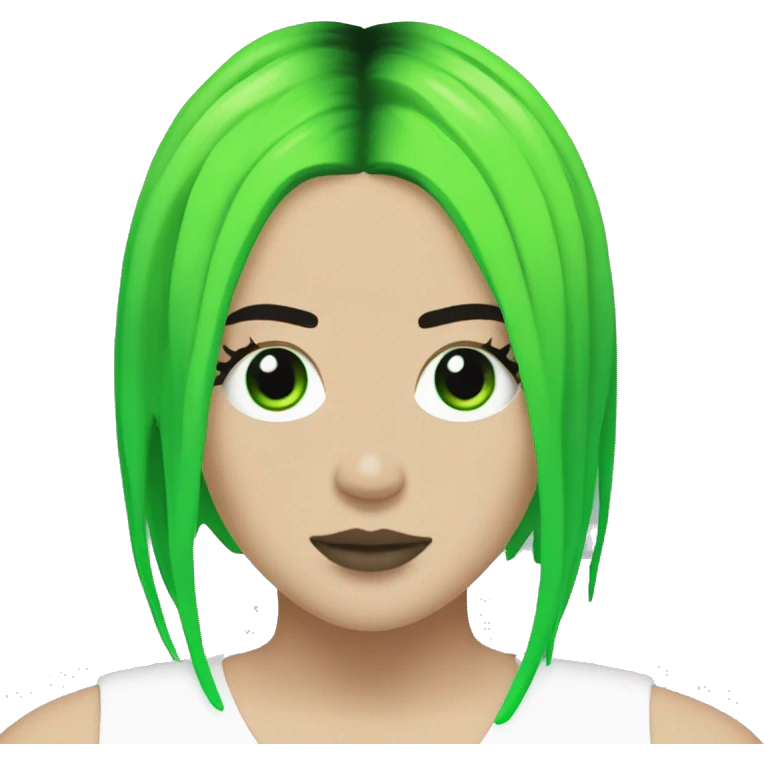 Billie Eilish neon green roots and black hair emoji
