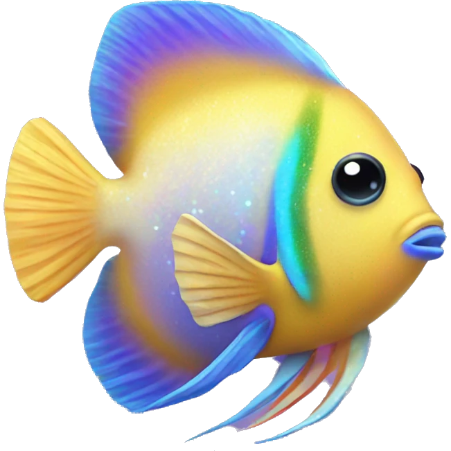 Two Kawaii angel fish with many colors and glitter  emoji