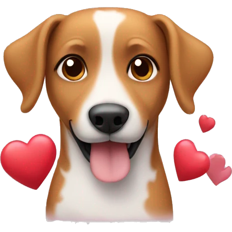 Dog with hearts emoji