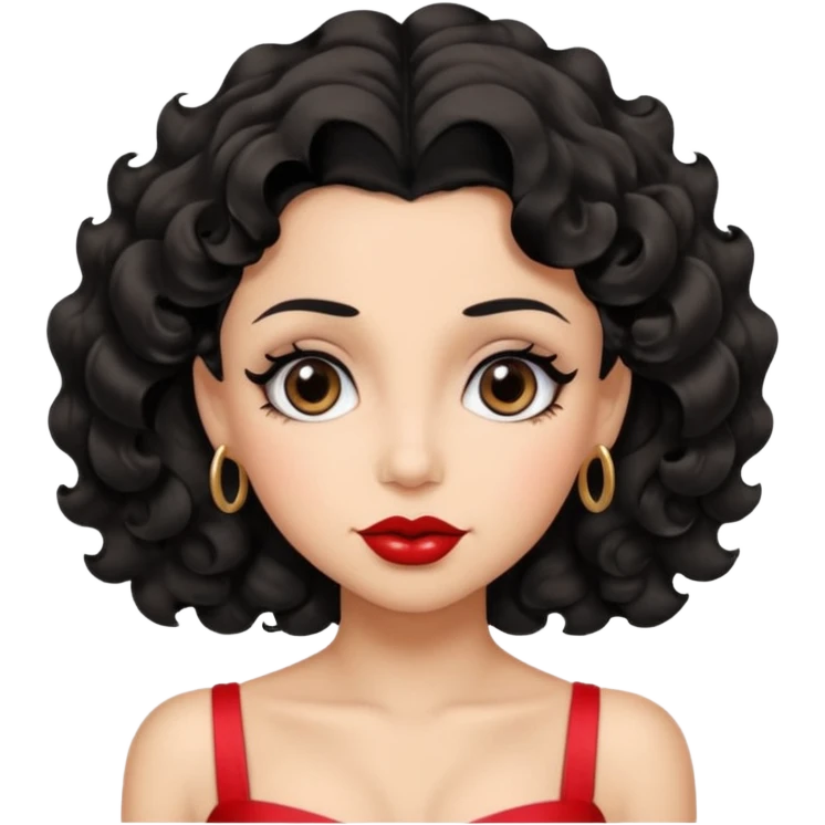 Do not change the face I already created, I want her with Betty boop face and black hair worry  emoji