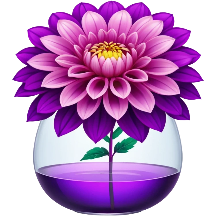 big realistic dahlia flowers in a clear vase with clear water emoji