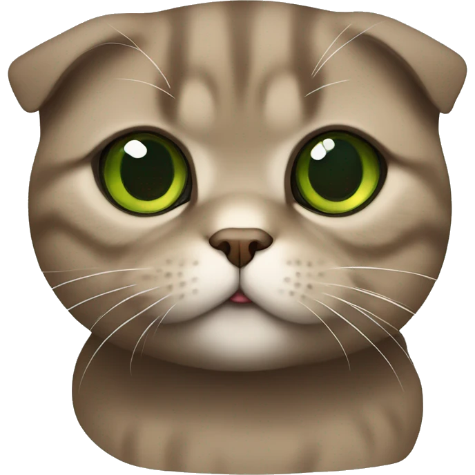 Brown scottish fold with green eyes  emoji