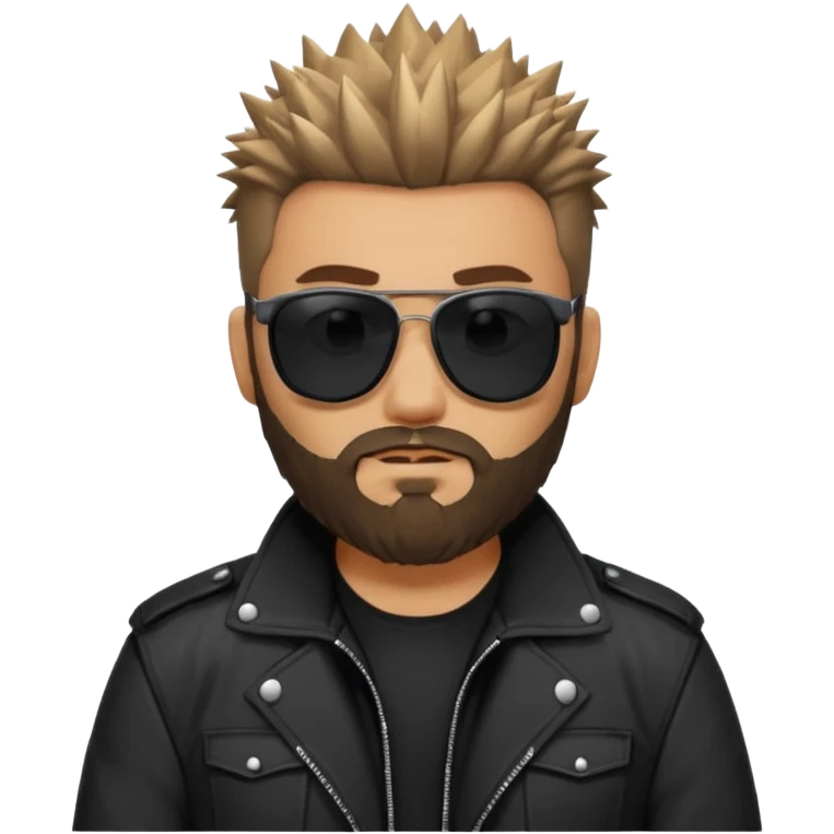 biker gang with black sunglass and rugged and bulky guy bearded spicks hair black jacket emoji