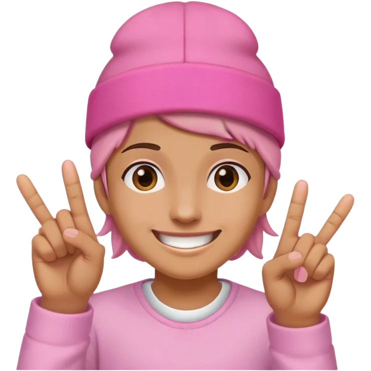 Smiling with both middle fingers up and a pink on on the head emoji