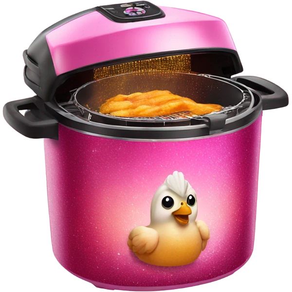 Pink ombre deep fryer with glitter chicken  emoji