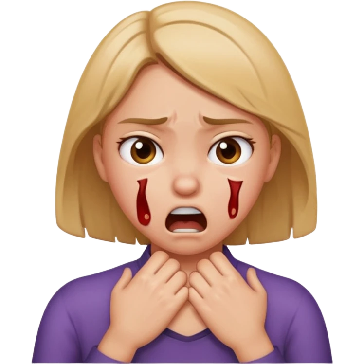 girl chocking herself getting mad emoji