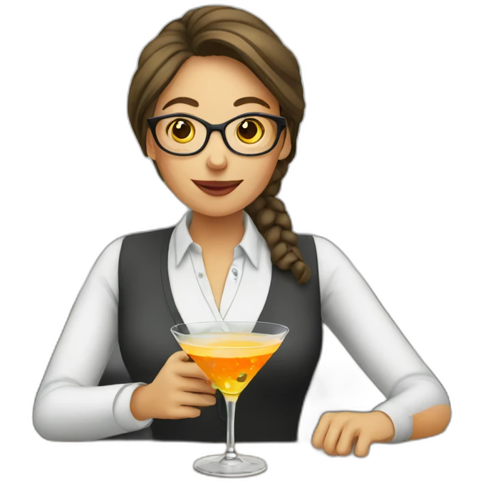 Female Teacher drinking martini emoji
