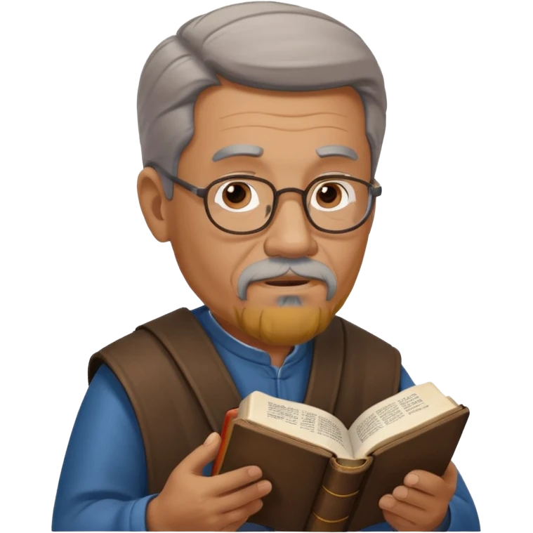 60 year old man with goatee reading Bible emoji
