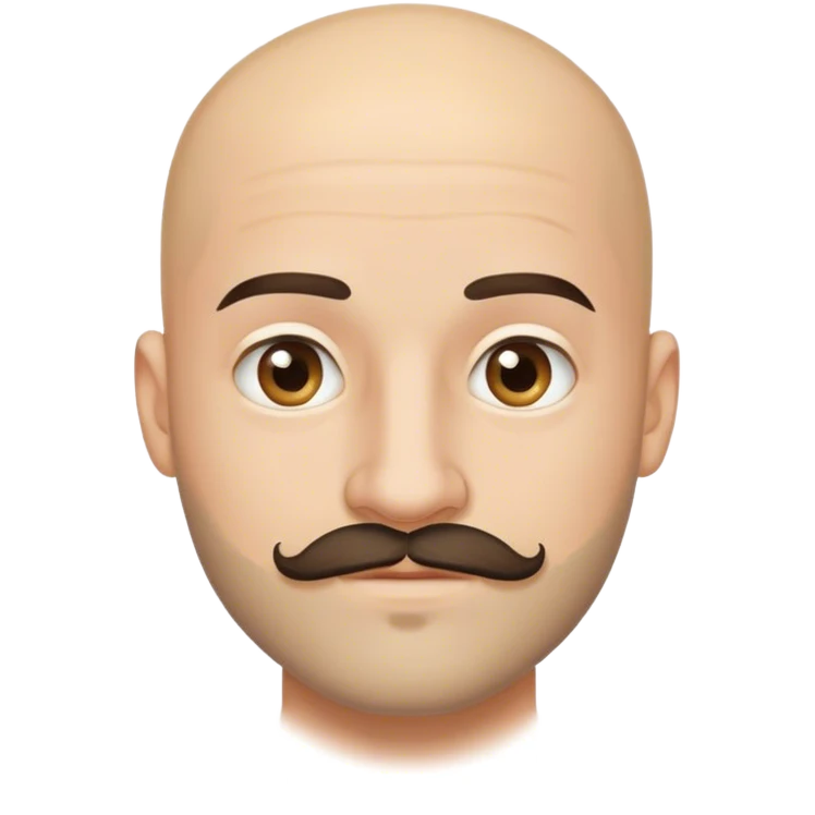 bald guy, 24 years old, small beard and mustache  emoji