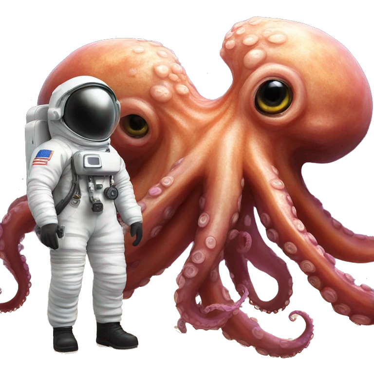 Alien Octopus next to astronaut  emoji