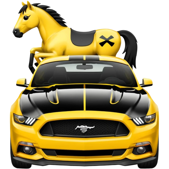 Ford Mustang with center black strip design and in written 309 and in front real pony logo in yellow  emoji
