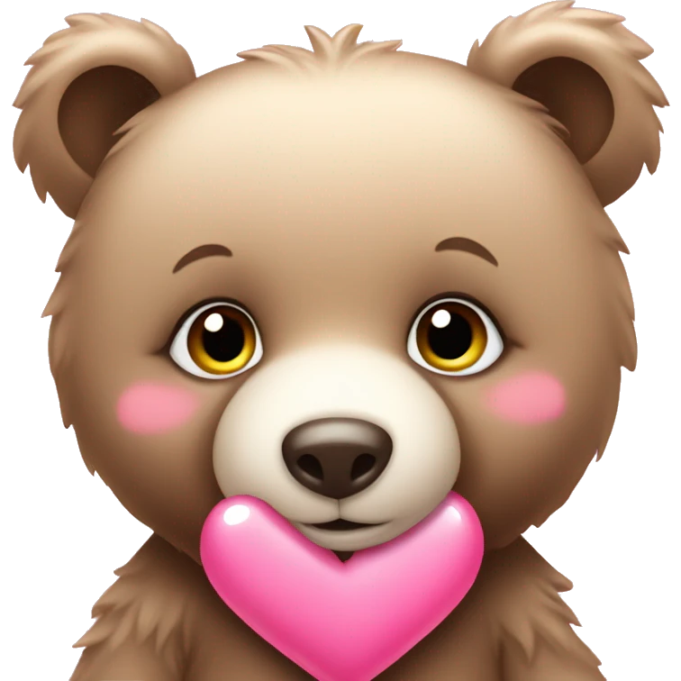 Cute baby bear with pink heart emoji