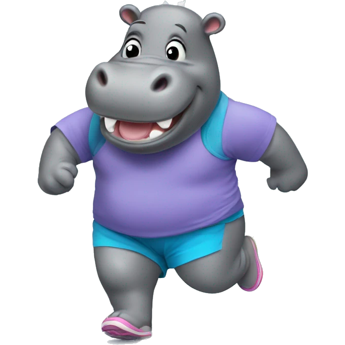 Happy hippo with running outfit emoji