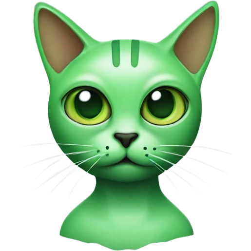 Green cat with alien eyes and alien antenna emoji