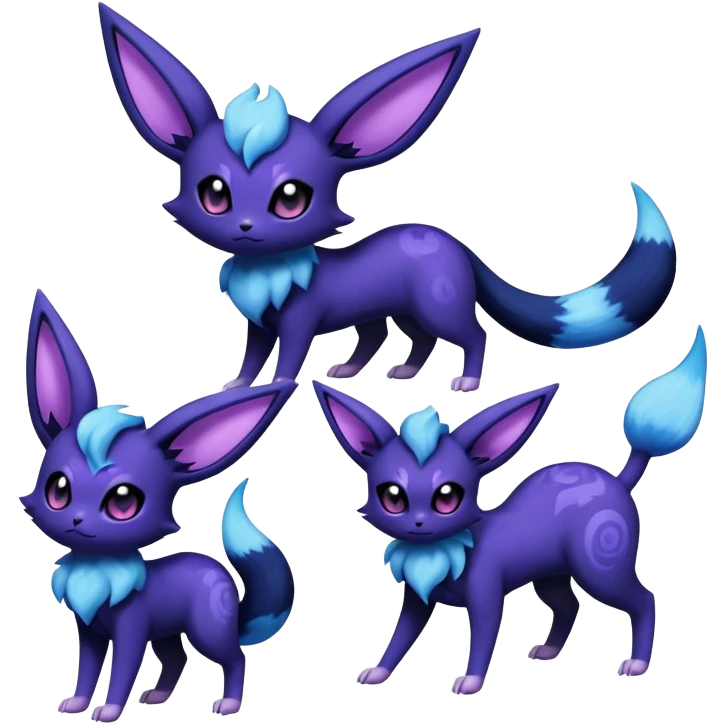 Nebulae Noibat-Espeon-Meowstic-Umbreon-Fakémon-hybrid-creature (full body)  emoji