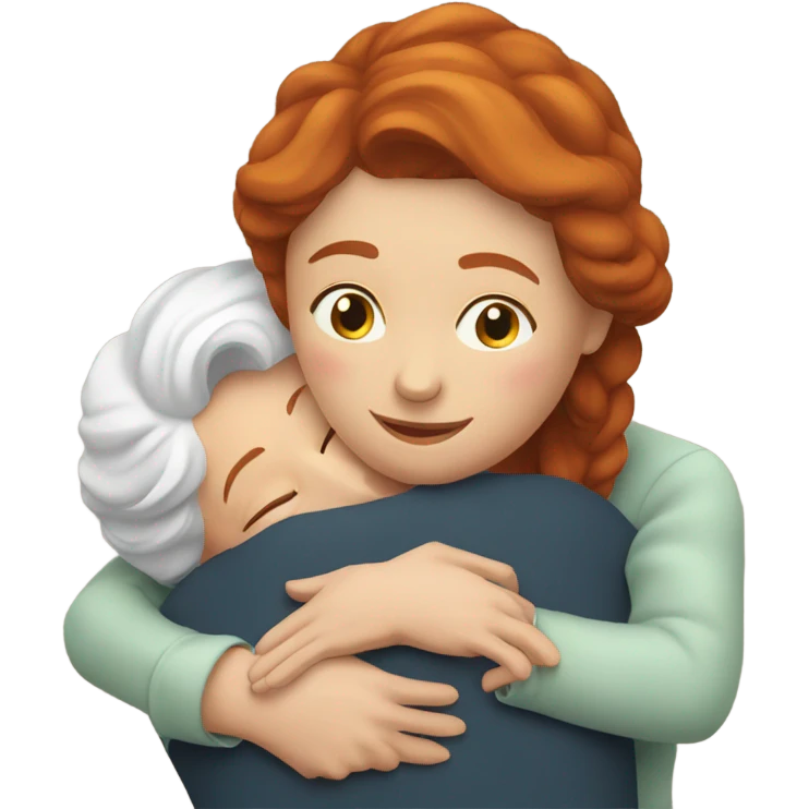 Redhead hugging old woman emoji