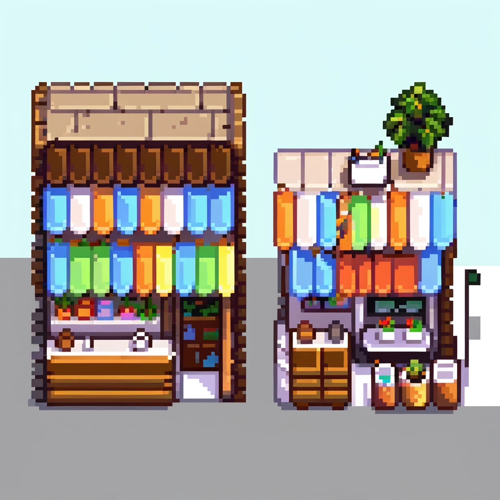small city shops and cafe with outdoor seating emoji