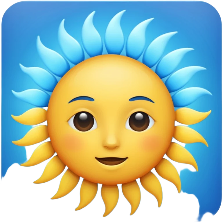 A fully blue realistic sun emoji