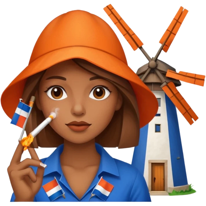 Windmill with a dutch flag and a girl smoking a blunt emoji