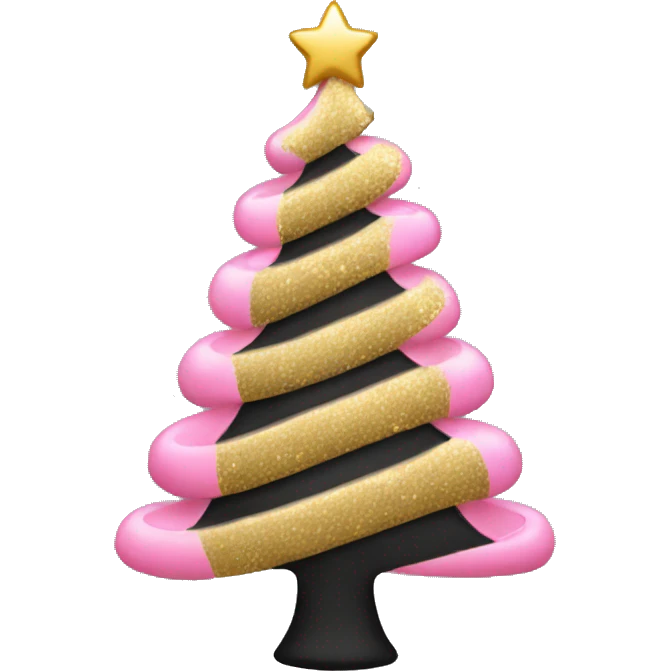 Gold pink and black Christmas tree emoji
