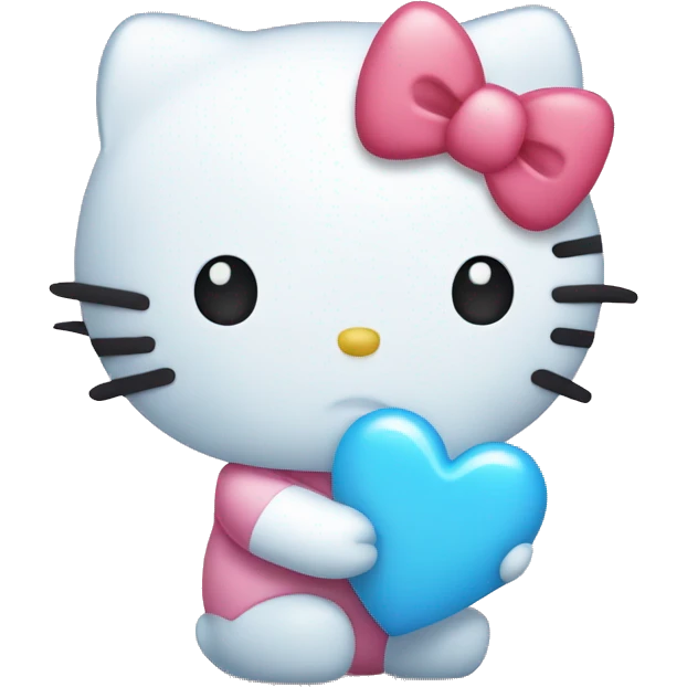 Hello kitty holding a baby blue heart  emoji