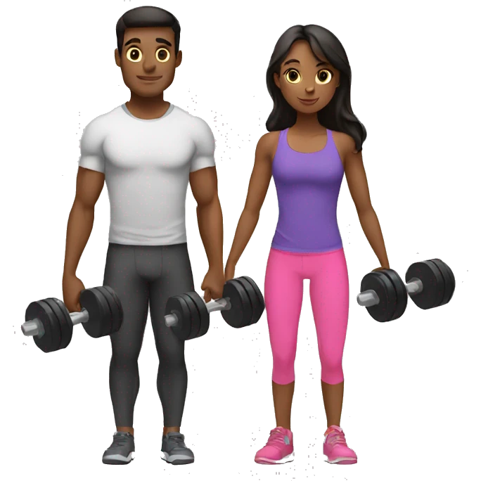 A guy and a girl lifting weights together emoji