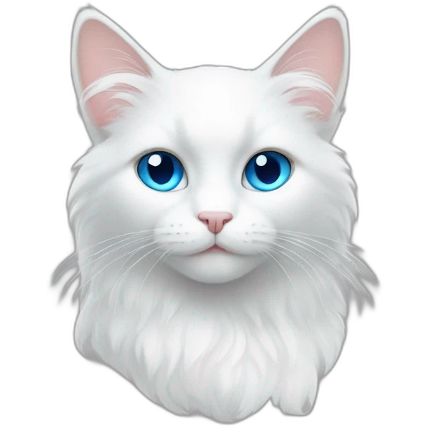 white cat, fluffy hair, blue eyes emoji