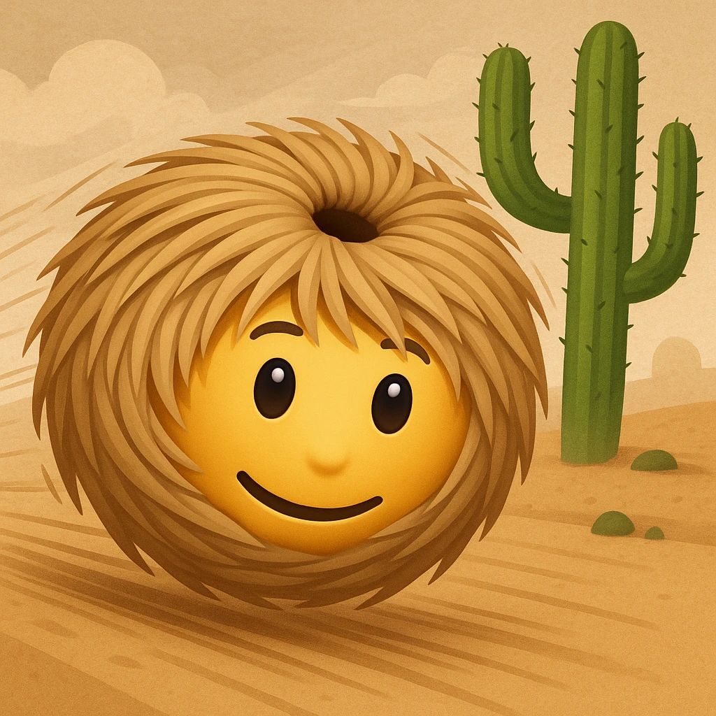 tumbleweed is rollling, emoji style, add a cactus emoji
