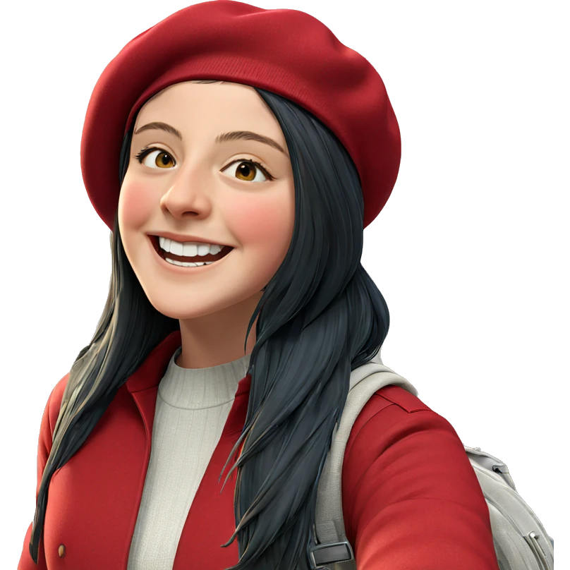 girl in beret smiling outdoors emoji