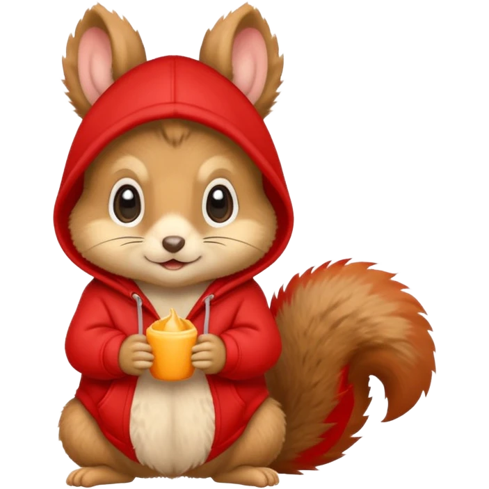 baby squirrel wear red hoodie emoji