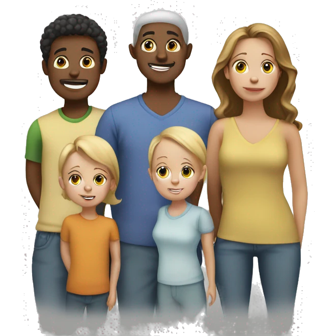 Family of 4 white kids at 2 white parents emoji