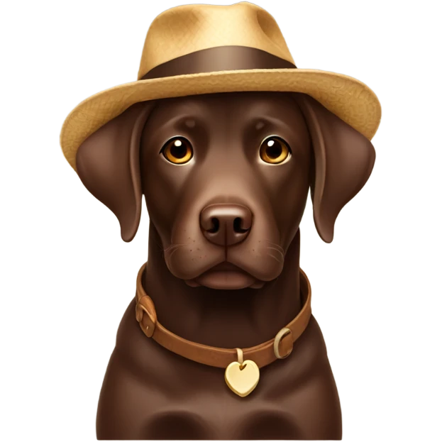 Chocolate Labrador wearing a hat emoji