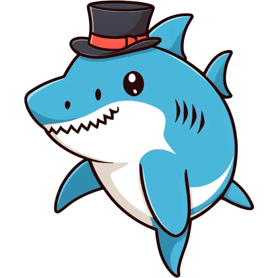 Shark with a top hat emoji