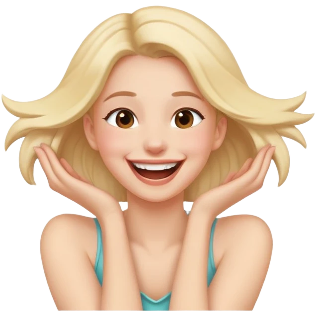 Hands over neck and laughing girl emoji