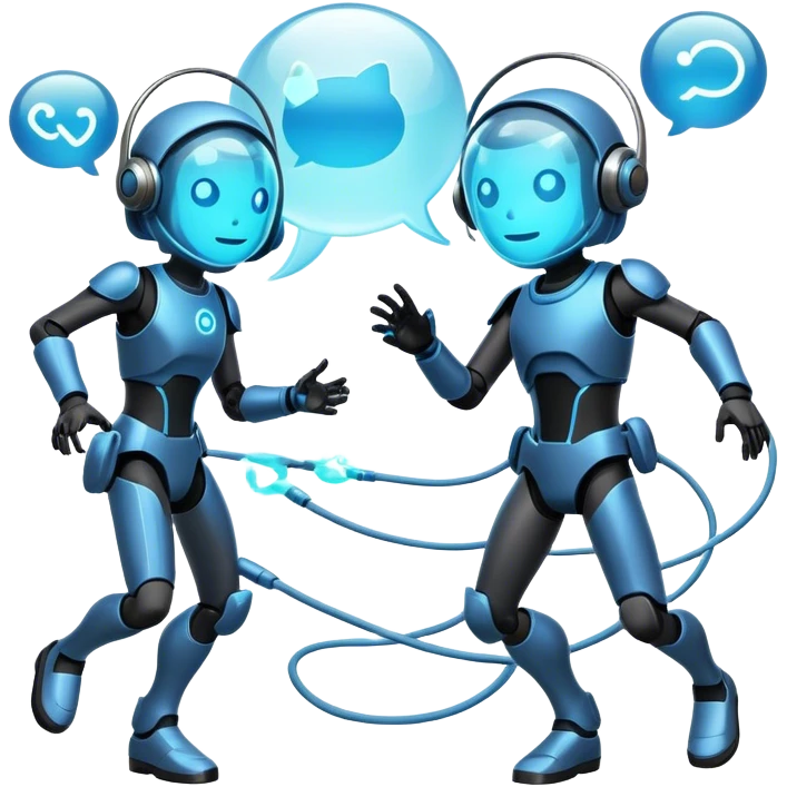 An icon representing an online multiplayer game, featuring two or more characters engaged in a virtual battle or adventure. Connected by network lines, the design includes glowing avatars, chat bubbles, and a sense of real-time interaction. Transparent background. emoji