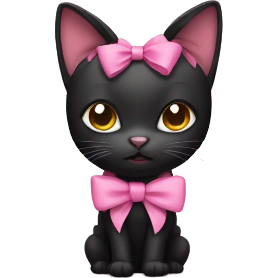 a black cat wearing a pink bow  emoji