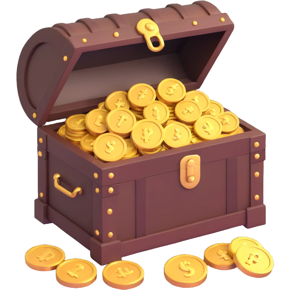 treasure chest with gold coins emoji