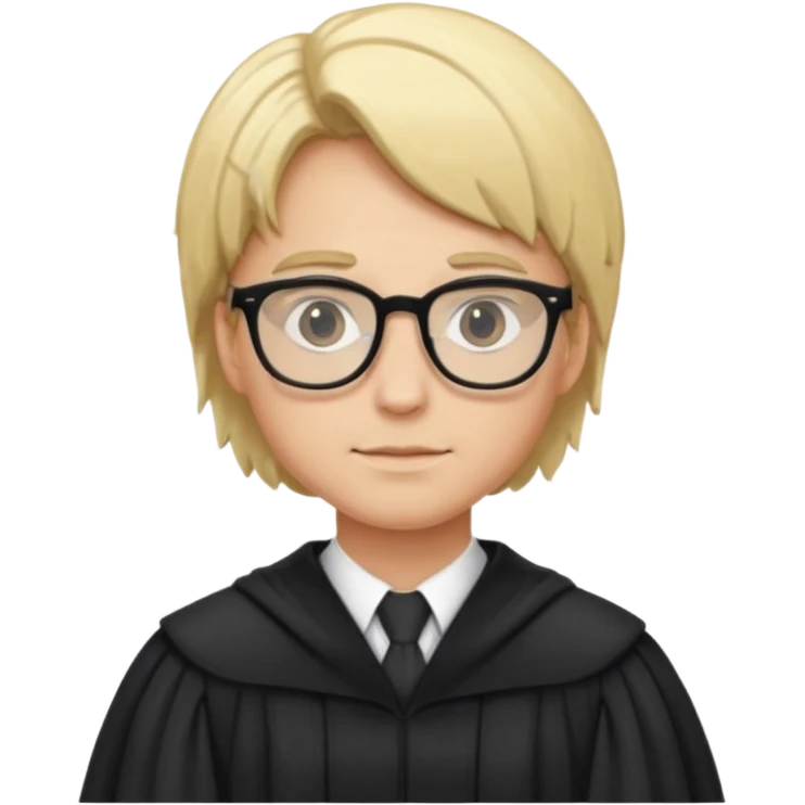 Young judge, blonde hair with glasses and robe emoji