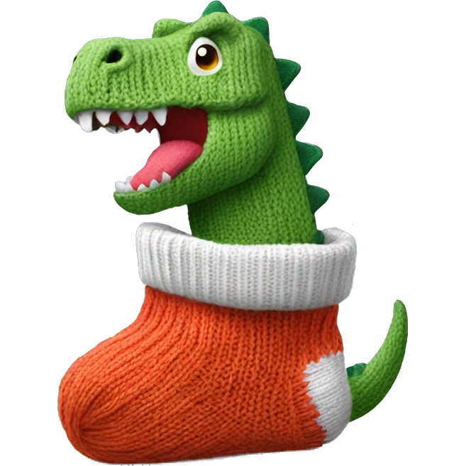 dinosaur knits a sock emoji
