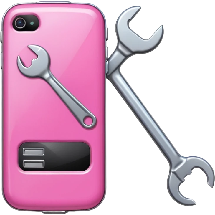 pink cellphone with a wrench emoji