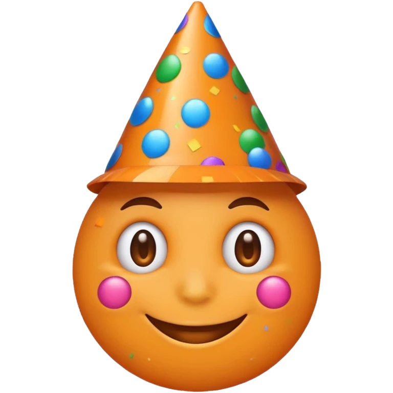 orange excited emoji, smiling eyes, party hat, confetti emoji