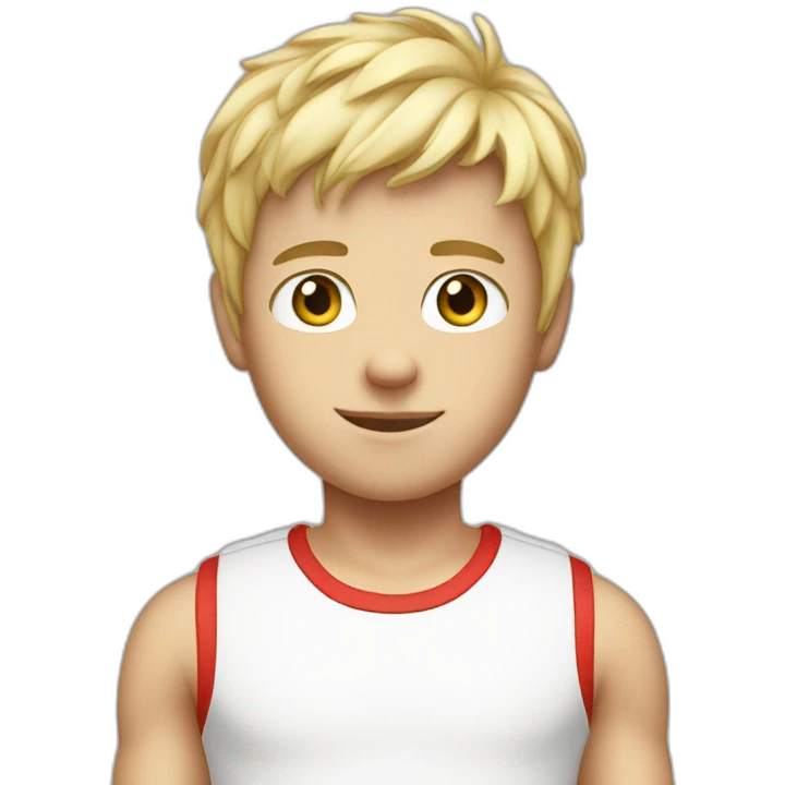blonde boy in white and red tank top emoji