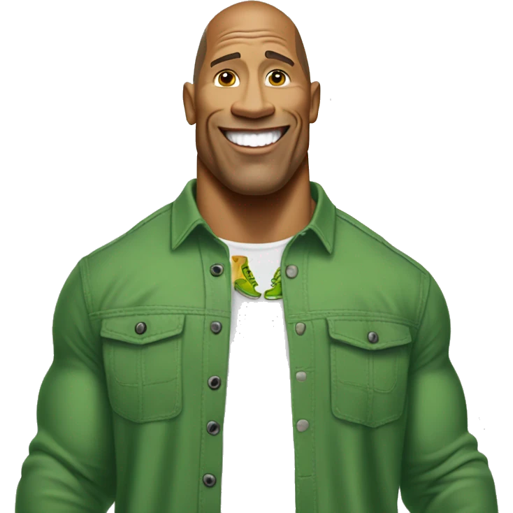 Dwayne the rock Johnson in green crocs emoji