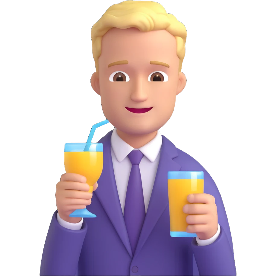 Barney Stinson from How I Met Your Mother, holding a drink, 3D emoji style emoji
