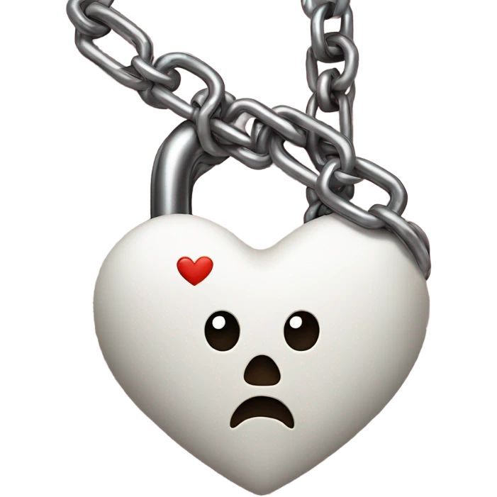 a heart, with a chain and padlock wrapped around emoji