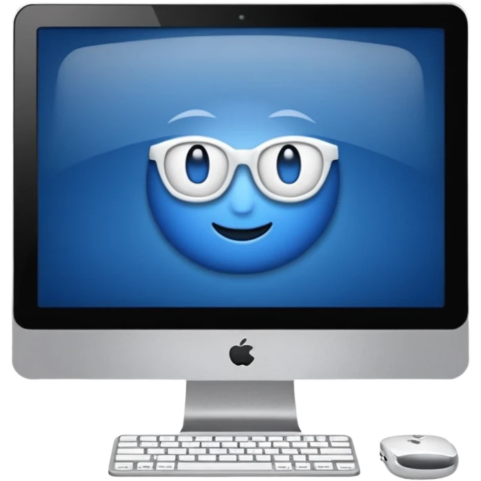 монитор с синим пустым экраном emoji